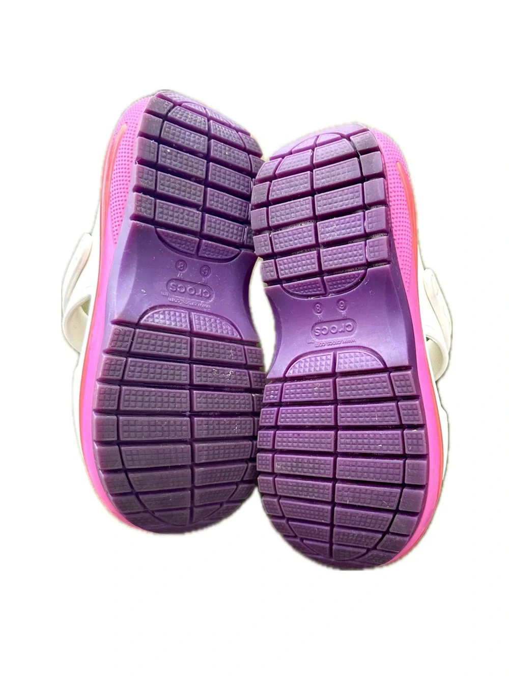 CROCS White Sandals with Pink Gradient Platform Sole